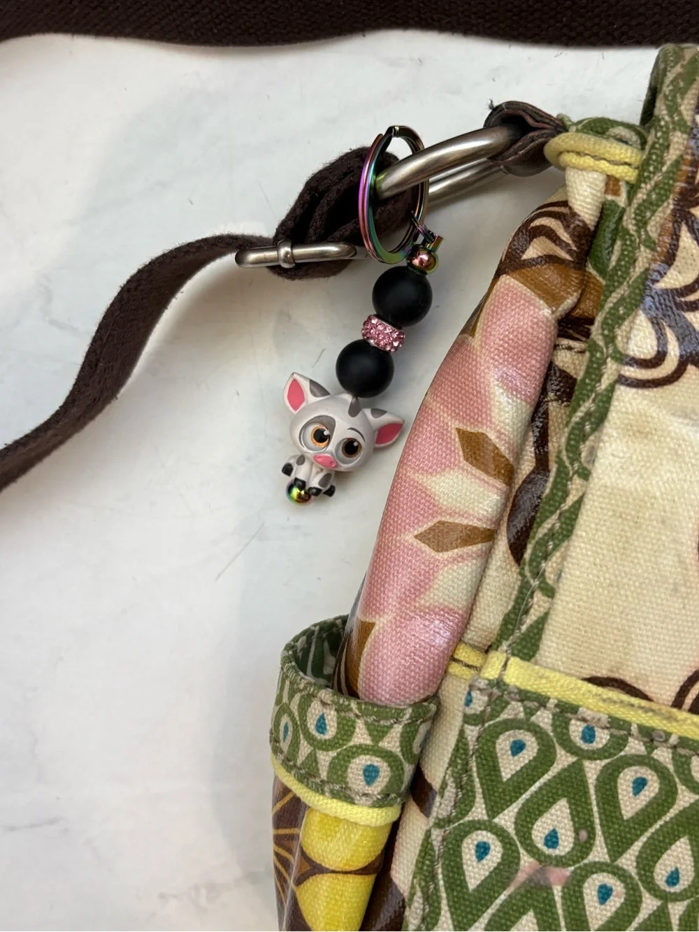 Fossil Keyper Canvas Coated Floral Messenger Crossbody Bag Boho Travel Hippie